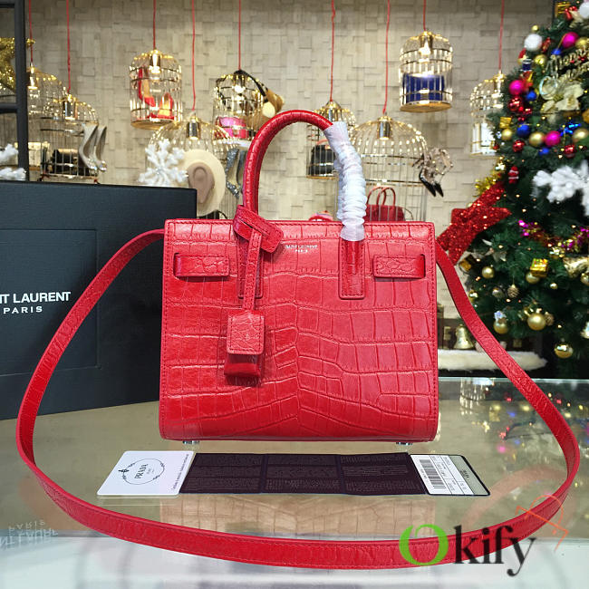 YSL Sac De Jour 21.5 Crocodile Embossed Leather Red BagsAll 4920 - 1