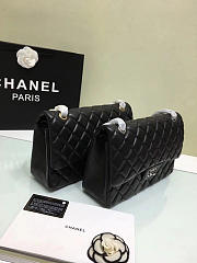 Chanel Jumbo Classic Flap Black Lambskin Silver/Gold 30cm - 2