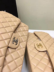CHANEL Lambskin Leather Flap Bag Gold/Silver Beige Large 30cm - 5