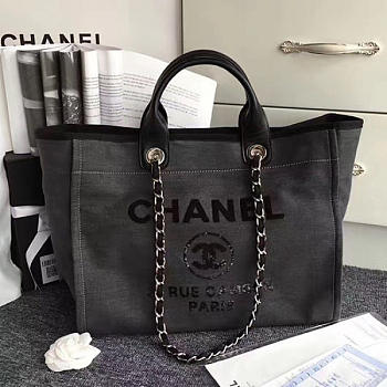 Chanel Canvas and Sequins Shopping Bag Black A66941 VS08548 38cm