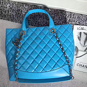 Chanel Caviar Quilted Lambskin Shopping Tote Bag Blue 260301 VS08291 30cm - 1