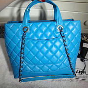 Chanel Caviar Quilted Lambskin Shopping Tote Bag Blue 260301 VS08291 30cm - 6