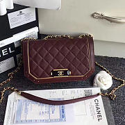 Chanel Lambskin and Calfskin Flap Bag Burgundy A91836 21cm - 1