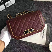 Chanel Lambskin and Calfskin Flap Bag Burgundy A91836 21cm - 3