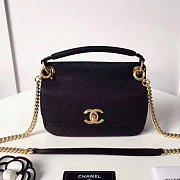 Chanel Grained Calfskin Mini Top Handle Flap Bag Black A93756 21cm - 1