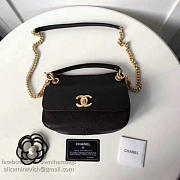 Chanel Grained Calfskin Mini Top Handle Flap Bag Black A93756 21cm - 4