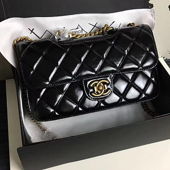 Chanel Oil Wax Leather Perfect Edge Bag Gold Black A14041 VS06794 26.5cm