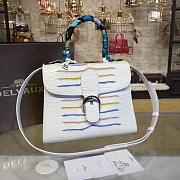 bagsAll Delvaux MM Brillant Satchel Crocodile Embossed  Leather White 1465 - 2