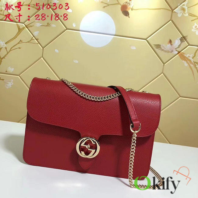 Gucci GG Flap Shoulder Bag On Chain Red BagsAll 510303 - 1