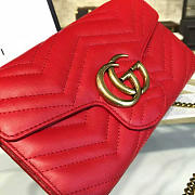 Gucci GG Marmont 21 Matelassé Chain Bag Red Leather  - 6