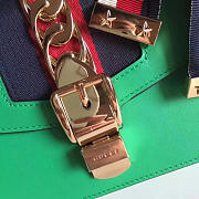 Gucci Sylvie Leather Green Bag Z2348 19cm - 5