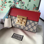 Gucci Ophidia Leather 20 Pearl Padlock studded Red 2389 - 1