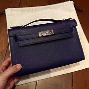 Hermès Kelly Clutch 22 Dark Blue/ Silver BagsAll Z2833 - 1