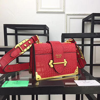 bagsAll Prada Red Crocodile and Leather Cahier 20 Shoulder Bag 1BA045