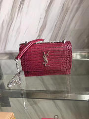 YSL Sunset Chain 17 Wine Red Crocodile Embossed Shiny Leather 4867 - 1