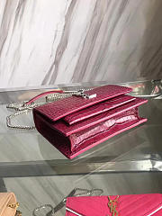 YSL Sunset Chain 17 Wine Red Crocodile Embossed Shiny Leather 4867 - 2
