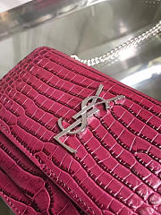 YSL Sunset Chain 17 Wine Red Crocodile Embossed Shiny Leather 4867 - 3