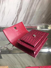 YSL Sunset Chain 17 Wine Red Crocodile Embossed Shiny Leather 4867 - 4