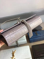 YSL Monogram Kate Silver Tassel In Embossed Crocodile Shiny Leather bagsAll 5038 - 5
