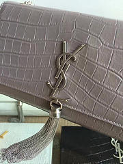 YSL Monogram Kate Silver Tassel In Embossed Crocodile Shiny Leather bagsAll 5038 - 4