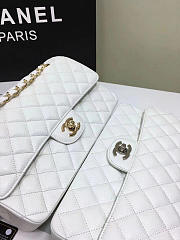 Okify CC Flap Bag In White Caviar 25cm - 6