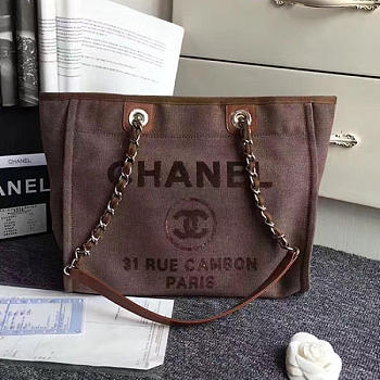 Chanel Canvas Shopping Bag Brown A66941 VS01172 34cm