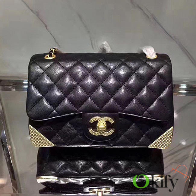 Chanel Calfskin Small Flap Bag Black A98256 20cm - 1