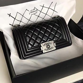 Chanel Small Caviar Quilted Lambskin Boy Bag Black A13043 VS07183 20cm