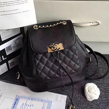 Chanel Grained Calfskin Gold-Tone Metal Backpack 25 Black BagsAll A93749 VS08053