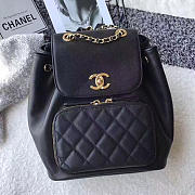 Chanel Grained Calfskin 26 Gold-Tone Metal Backpack Black A93748 VS00467 - 1