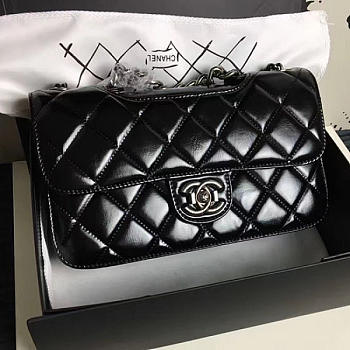 Chanel Oil Wax Leather Perfect Edge Bag Silver Black A14041 VS09833 26.5cm