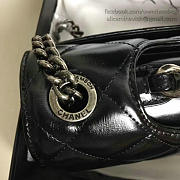 CC Oil Wax Leather Perfect Edge Bag Silver Black A14041 VS09833 26.5cm - 2