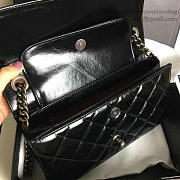 CC Oil Wax Leather Perfect Edge Bag Silver Black A14041 VS09833 26.5cm - 6