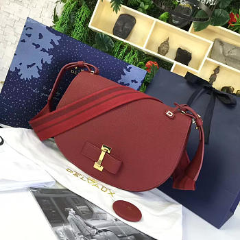 bagsAll DELVAUX Calfskin Le Mutin Saddle Bag Red 1481