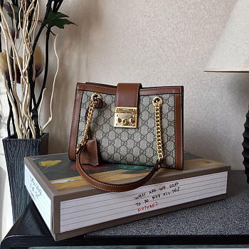 Gucci Padlock 26 Ophidia Leather Tote Brown 2154
