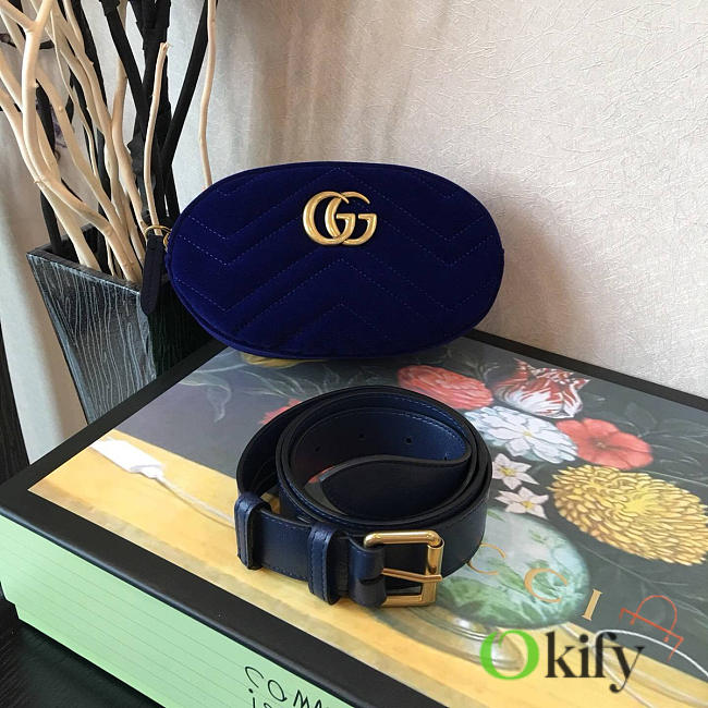 Gucci GG Marmont Belt Bag 18 Navy Blue 2631 - 1