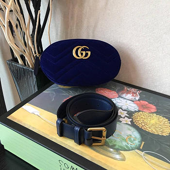 Gucci GG Marmont Belt Bag 18 Navy Blue 2631