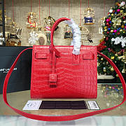YSL Sac De Jour 22.5 Red Crocodile Embossed Shiny Leather BagsAll 4737 - 1