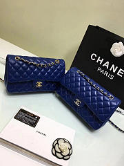 Chanel Medium Classic Flap Blue Lambskin Silver/Gold 25cm - 6