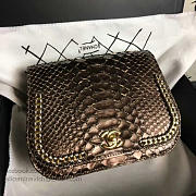 Chanel Snake Embossed Flap Shoulder Bag Gold A98774 20cm - 3