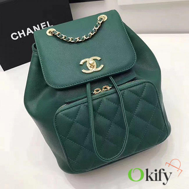 Chanel Grained Calfskin 26 Gold-Tone Metal Backpack Green A93748 VS03992 - 1