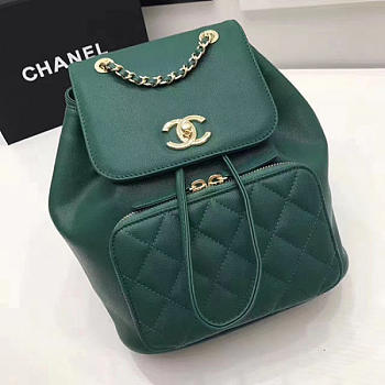 Chanel Grained Calfskin 26 Gold-Tone Metal Backpack Green A93748 VS03992