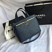Chanel Small Shopping Bag Dark Blue 57563 26cm - 2