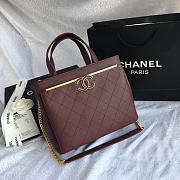 Chanel Small Shopping Bag Dark Wine Red 57563 26cm - 1