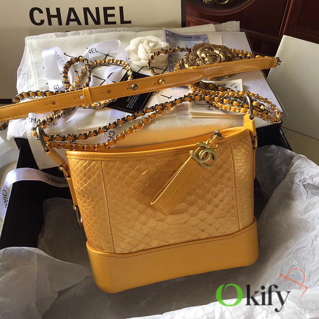 CHANEL'S GABRIELLE Small Hobo Bag 20 Python Skin Yellow  - 1