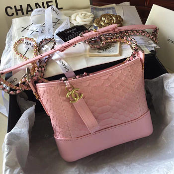 CHANEL'S GABRIELLE Small Hobo Bag Python Skin Pink 