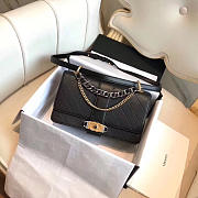Chanel Caviar Stitched Flap Bag Black 24cm - 1