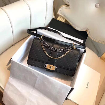 Chanel Caviar Stitched Flap Bag Black 24cm