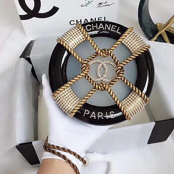 Chanel Round Cosmetic Case Black 17cm