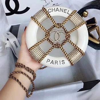 Chanel Round Cosmetic Case White 17cm